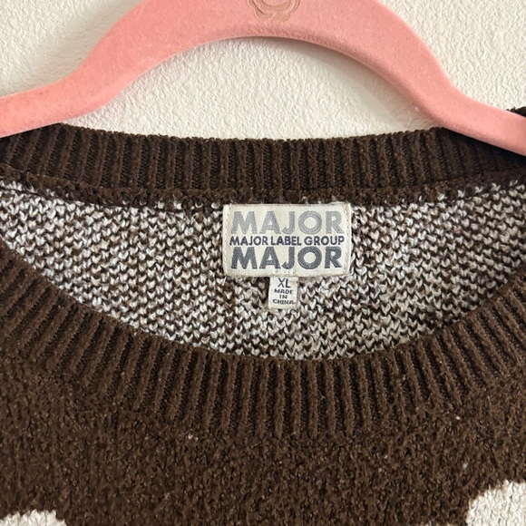Major Label Group Vintage 90s Brown & White Floral Cropped Sweater Size XL - Picture 6 of 10